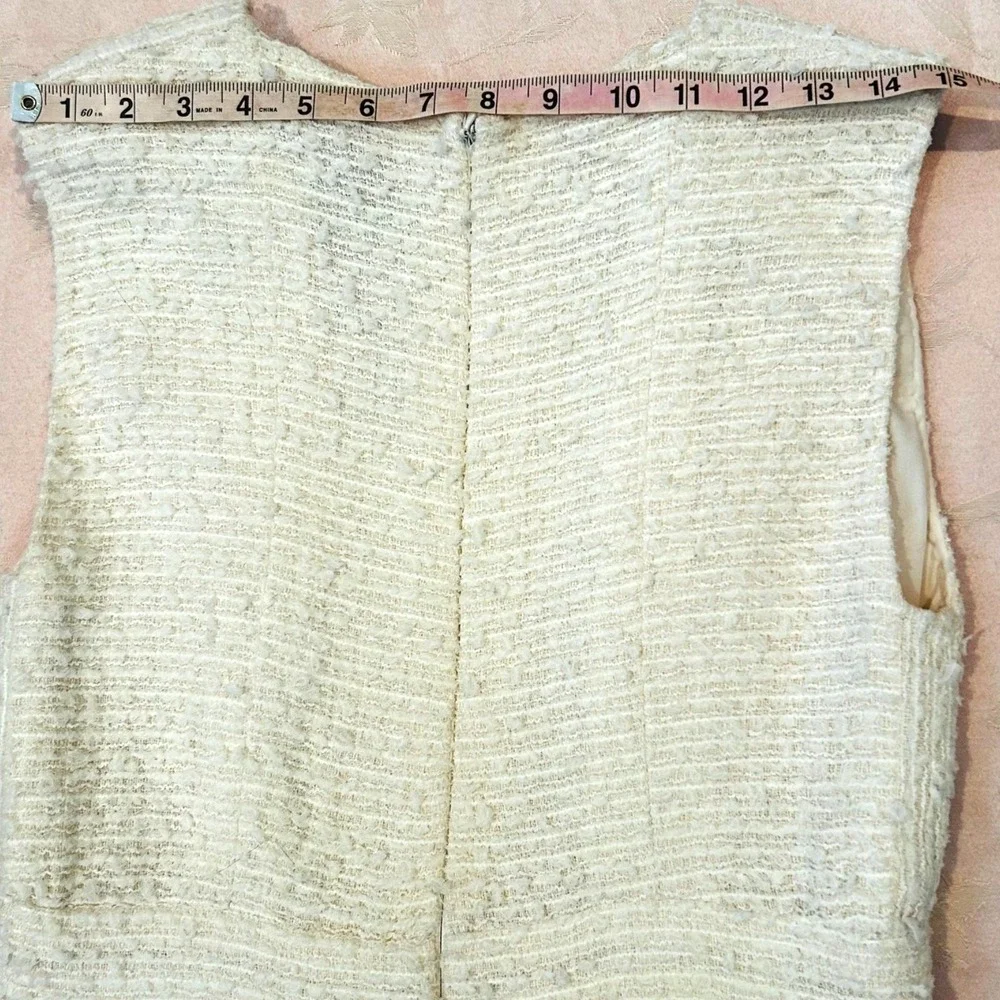 Chanel‎ Cream Tweed Sleeveless Dress Lion Head Buttons 2017 FR 42 US 8 10